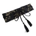 thumbnail image 2 of Cinturón de satén estilo retro para mujer, cinturón tipo kimono, corsé ancho con estampado floral atado. Oro negro, 2 of 4