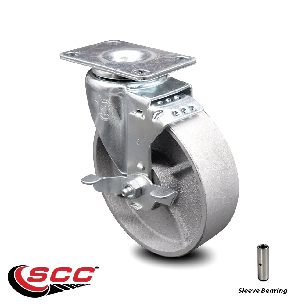 5 Inch Semi Steel Cast Iron Wheel Swivel Top Plate Caster with Brake SCC