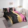 thumbnail image 3 of jejeloiu Vintage Geometric Design 7 Pieces Bedding Comforter Set,Black Pink Gold Full Bedding Set For Adult Reversible, 3 of 8