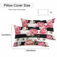 thumbnail image 2 of Pink Flower Outdoor Pillow Covers 20x12 Inch Lumbar Pillow Covers Set of 2 Waterproof Decorative Throw Pillow Cases Black White Stripesvintage Floral Cushion Covers for Patio Furniture Garden Couch, 2 of 8