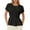 Black, variant on Hauaitttt Solid Color Minimalist Fashion Pleated Round Neck Top for Women Long Sleeve The Shirt Womens Compression Shirt Tee for Women Short Sleeve 100 Polyester Shirts Women Womens Long Sleeve Shirt