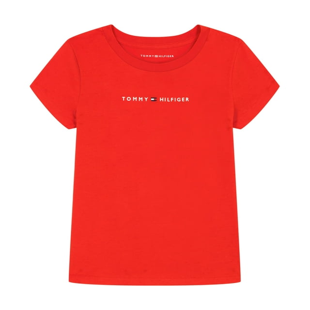 Camiseta Tommy Hilfiger para niñas de manga corta 3T roja de algodón