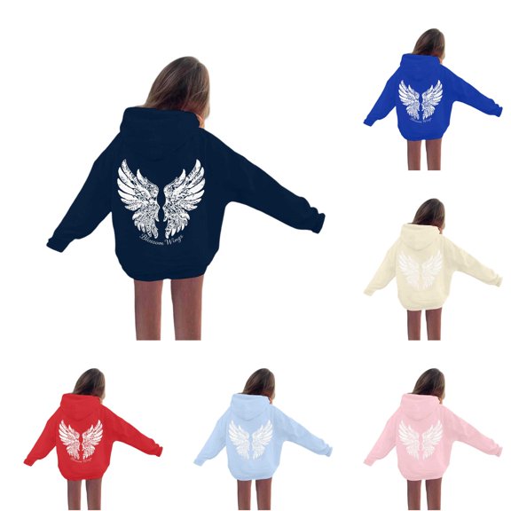 Girls Kids Graphic Zip Hoodie Sweatshirt for Casual Wear Comfort Knit Apparel for Girls Hoodie with Playful Print Size 4-5 Years