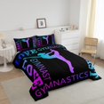 thumbnail image 2 of Love Gymnastics Comforter Set Floor Exercises Ballet Comforter Decorative Athletics Bedding Set Neon Blue Purple Duvet Set Full Size Quilt Set, 2 of 6