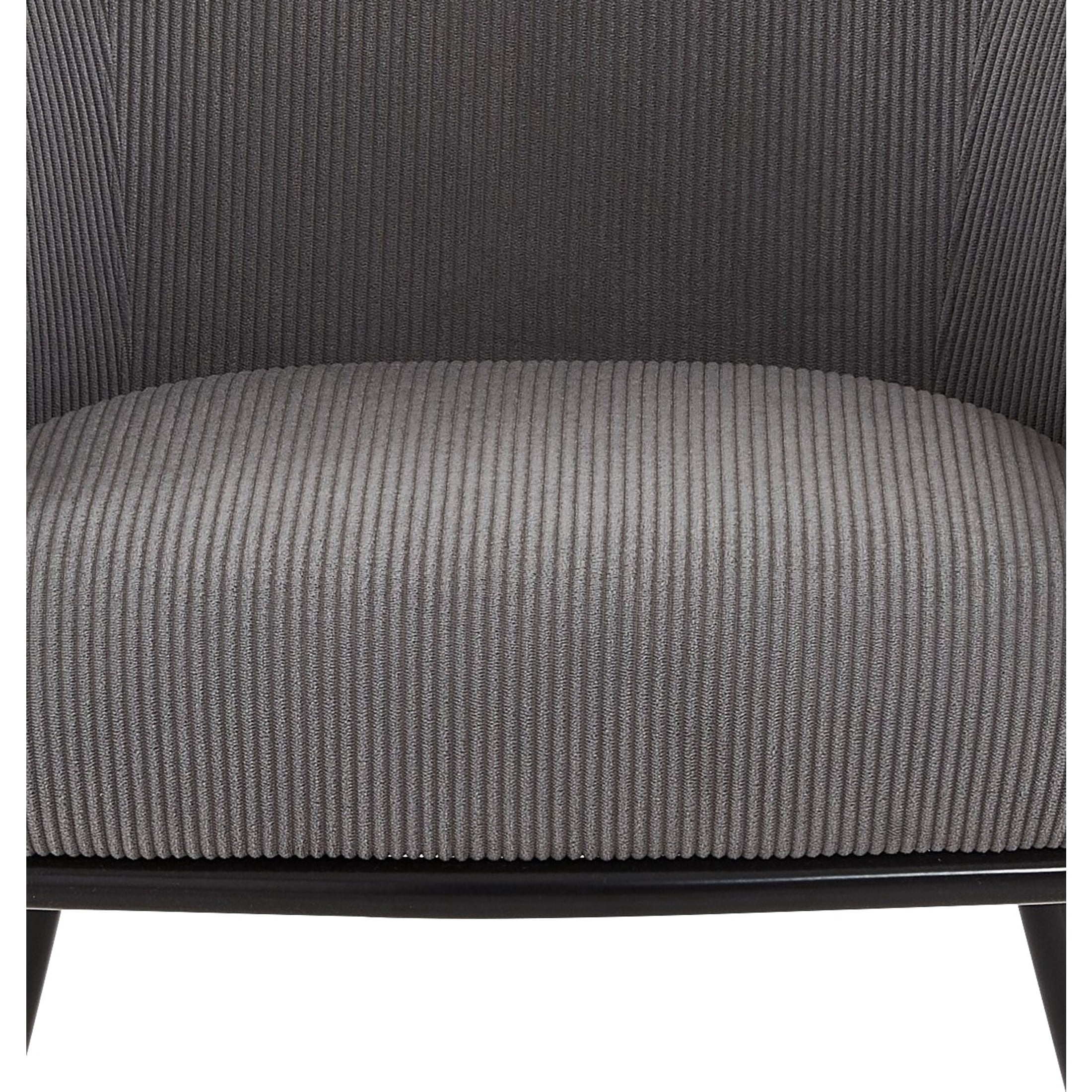 GDF Studio Mid-Century Modern Barrel Accent Chair with Corduroy Upholstery & Metal Legs, Gray