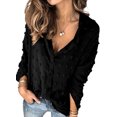 thumbnail image 4 of Women's Black Long Sleeve Button Fuzzy Polka Dot Shirt, 4 of 4