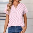 thumbnail image 6 of BOMYJESK Tops for Women Short Sleeve V Neck Tee Shirts Business Casual Floral Print Basic Blouses 2026 Summer Trendy Beach Vacation Loose Fit Clothes Pink XXL, 6 of 7
