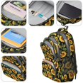thumbnail image 4 of Sunflower and Bud Black Pattern Cute School Backpack Bag with Padded Back and Adjustable Shoulder Straps 16.9 X 12.6 X 5.9 Inches, 4 of 5