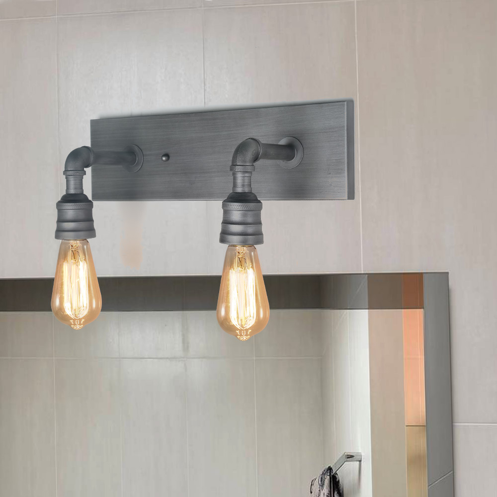 LNC Vanity Lights 2-lights Industrial Bathroom Wall Sconces with Silver ...
