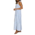 thumbnail image 6 of Qiylii Women's Causal Summer Dress Spaghetti Strap Sleeveless Plaid Beach Boho Long Maxi Dresses with Pockets, 6 of 9