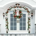 thumbnail image 6 of Adeeing Prelit Christmas Wreath  for Front Door 30inch Christmas Wreath with 40 LED Lights, Bow, Ball Ornaments, Red White, 6 of 7