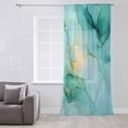 thumbnail image 3 of Teal Marble Semi Sheer Curtains Drapes for Living Room, Bedroom, French Doors Window 108 Inches Long, Abstract Art Modern Ink Painting Rod Pocket Chiffon Curtain Drapery Voile Draperies Panel, 3 of 6