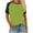 Green, variant on ZyeKqe Plus Size Tops for Women Short Sleeve Shirts Round Neck T Shirts Color Block Tees Top Blouses