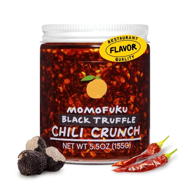 Momofuku David Chang, (5 onzas), aceite de chile con ajo crujiente y chalotes, chile picante crujiente con trufa real para cocinar como salsa o cubrir