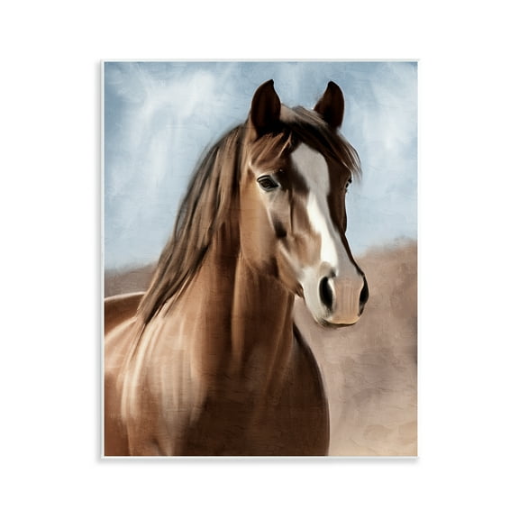 Stupell Industries Brown Horse Closeup Animals Painting Unframed Art Print Wall Art, 11 x 14