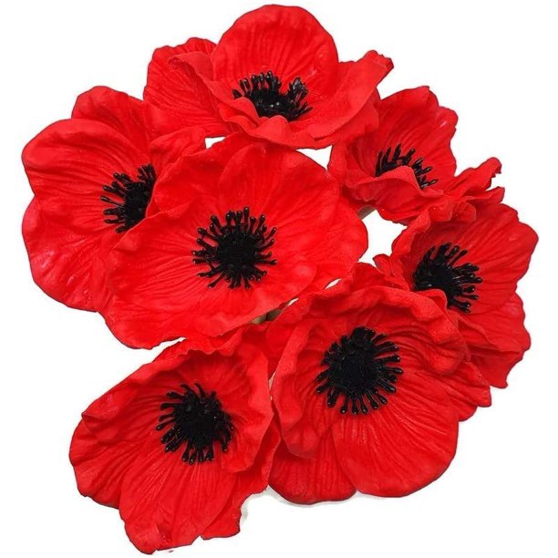 8PCS Artificial Poppy Flowers PU latex Corn Poppies Fake Flowers