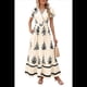 thumbnail image 3 of Vestido de Corta con Cuello en V, Estampado Floral, Bolsillos y Mangas Acampanadas, Color Albaricoque XL, 3 of 7