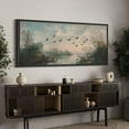 thumbnail image 3 of Large Framed Canvas Print A Flock of Birds Flying over The Lake Wall Art Decorative Ready to Hang Painting for Living room Bedroom - 60"x30" Black Frame, 3 of 9