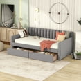 thumbnail image 2 of Upholstered Daybed Twin Size, Upholstered in Selected Velvet Fabric, Sofa Bed Frame Made of Sturdy Plywood with Two Drawers and Wooden slats for Bedroom Living Room (Gray,Twin), 2 of 9