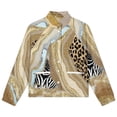 thumbnail image 4 of Jackets for Women Winter Coat Jackets Flannel Stand Collar Jacket(Golden Agate Animal Print Art,Size:S-4XL), 4 of 7