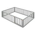 thumbnail image 6 of Full Size Floor Bed Frame, Montessori Floor Bed Frame with Fence & Door, Wood Bed Frame for Girls and Boys, No Box Spring Needed, Easy Assembly, Gray, 6 of 9