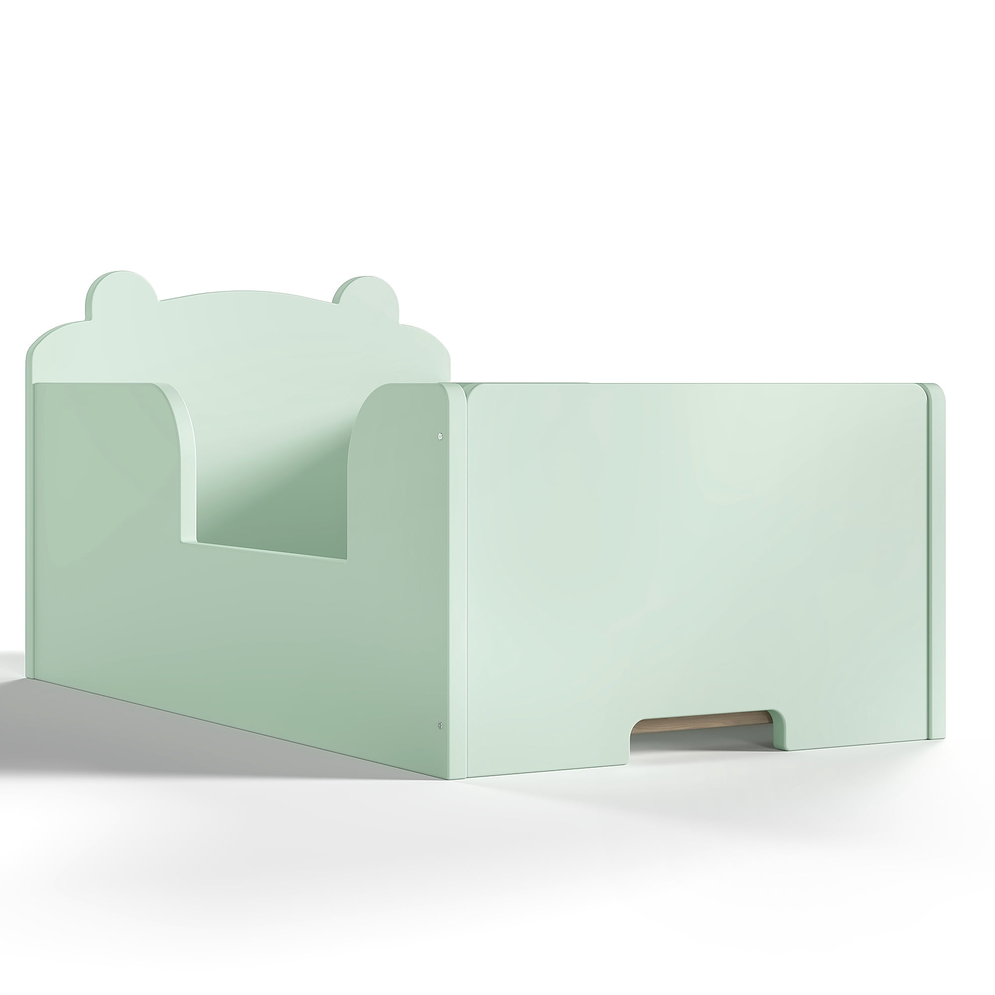 Jopath Toddler Floor Bed Frame, Cot Bed with Bear Shape Toddler Bed for Boys and Girls Green