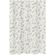 Botanical Taupe Floral Leaf Single Shower Curtain by Sweet Jojo Designs