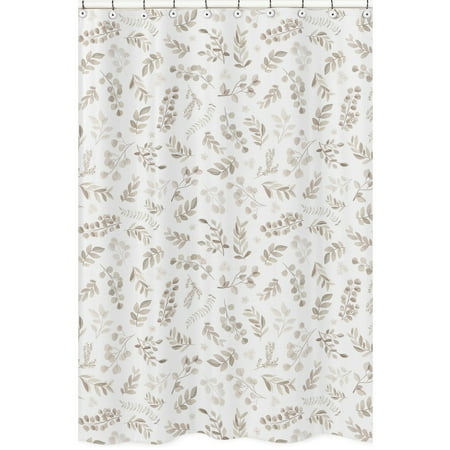 Botanical Taupe Floral Leaf Single Shower Curtain by Sweet Jojo Designs