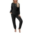 thumbnail image 3 of Ekouaer Womens Pajamas Set Ribbed Knit Long Sleeve Pullover Top Jogger Pants Set 2 Piece Lounge Set Sleepwear Tracksuit, 3 of 14