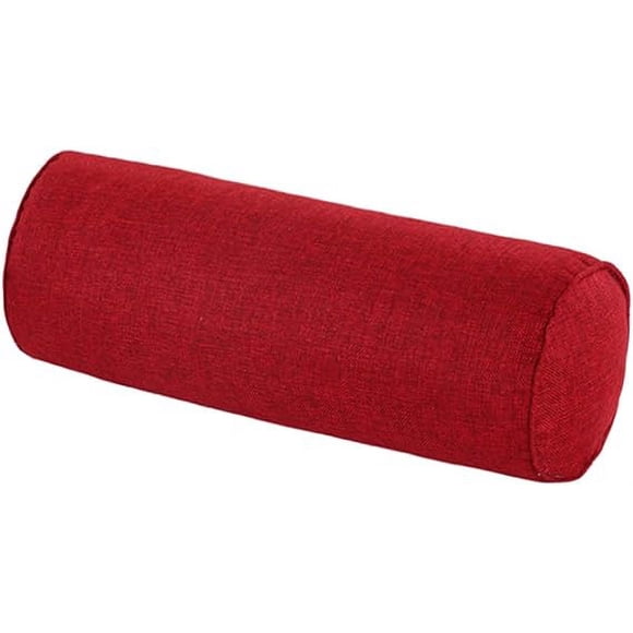 Granjero Gordo Almohada para el cuello redonda para automóvil de 16" x 6" con funda de algodón lavable que brinda el mejor soporte. (Rojo vino)