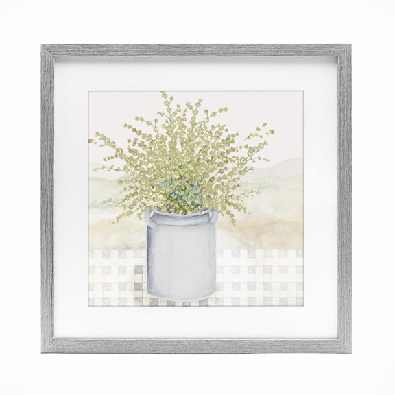 Stupell Industries French Country Potted Farm Herbs Gray Framed Print Under Glass, 16 x 16, by Janice Gaynor