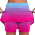 thumbnail image 2 of USSUMA Womens Colorblock Mid‑Rise Skort with Inner Brief Stretchy Breathable Pull‑On Waist Pocketed Design for Running Tennis Golf Workout and Casual Summer Outings, Activewear, Skort, 2 of 7