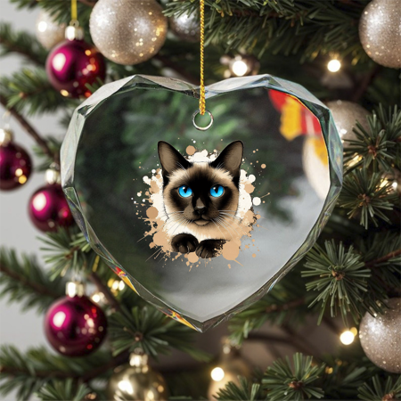 Siamese Cat Cute Siamese Cat Lover Animal Kitty Ornament Crystal Glass Ornament