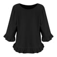 thumbnail image 2 of TaTaai Women’s Casual Round Neck Crinkle Blouse 3/4 Sleeve Loose Fit Solid Color Washed Texture T Shirts Soft Polyester Spring Holiday Wear Gift, 2 of 5