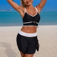 thumbnail image 6 of GEWSEY High Waisted Sporty Bikini Sets for Women Ruched Lace Up Bikini Tops & Swim Skirts 2 Piece Bathing Suits Swimsuit (Black, XXL), 6 of 9