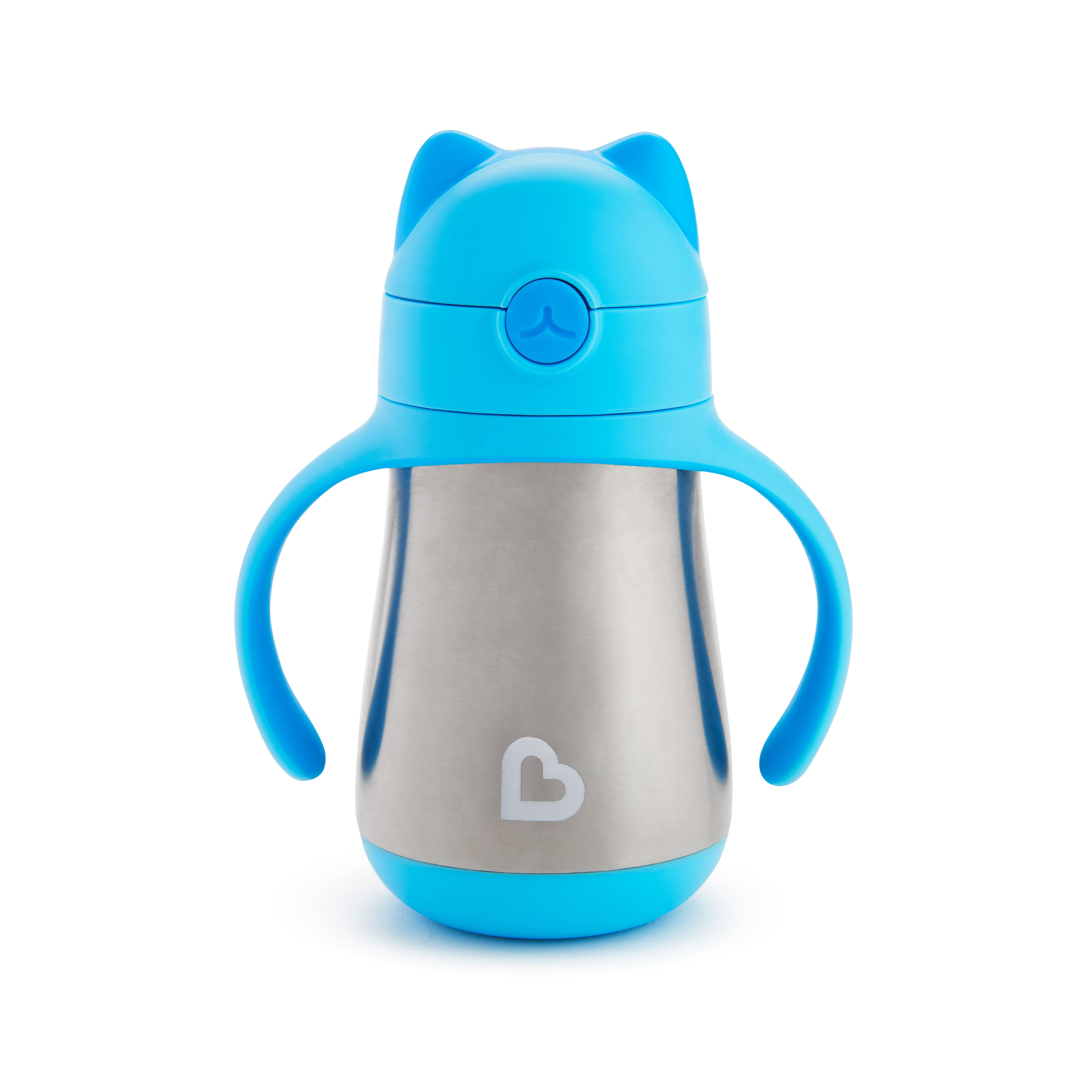 Munchkin Cool Cat Stainless Steel Straw Cup, 8 Ounce, Blue