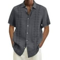 thumbnail image 3 of Mens Short Sleeve Button Down Shirts Cuban Guayabera Casual Summer Beach Wedding Tops Gray 4XL, 3 of 3