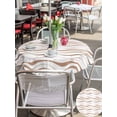 thumbnail image 5 of Outdoor Tablecloths with Umbrella Hole & Zipper, Brown Stripes Round Tablecloths 60 Inch, Minimalism Ombre Waves Abstract Textures Waterproof Table Cloth, Patio/Pool/Picnic Table Covers, 5 of 8