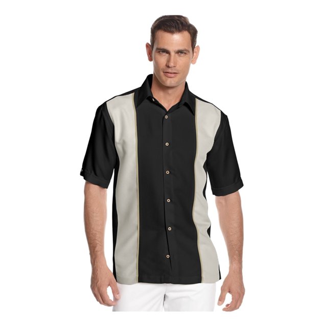 Camisa con Botones CubAvera para hombre de sarga color negro pequeño