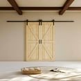 thumbnail image 2 of Double Sliding Barn Door, Solid Pine Wood, K design, Unfinished, with Hardware Kit & Handle & Floor Guide, 2 of 5