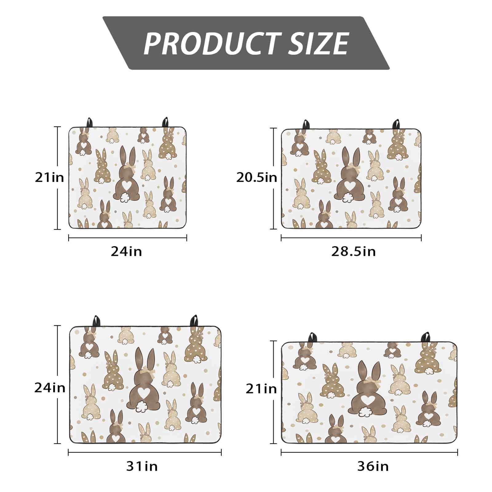 Brown Love Heart Bunny Stove Top Cover for Electric Stove, Heat-proof & Non Slip Glass Top Stove Cover Protector, Polka Dot Rabbits Farmhouse Kitchen Flat Cooktop Rubber Mat 24x21 Inches