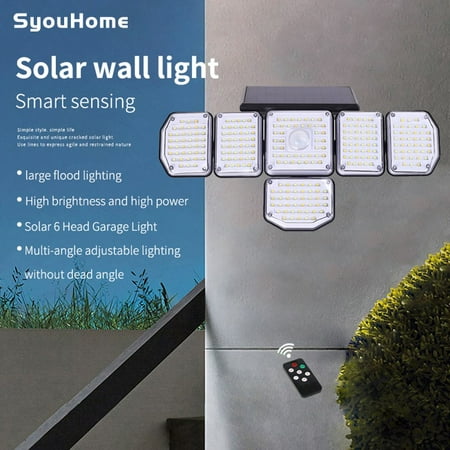 

GoldenCC 1pc Solar Lights Outdoor Motion Sensor With Remote Control 6 Heads Waterproof Solar Flood Lamp For Garage Garden Yard Patio Porch