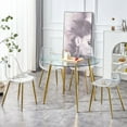 thumbnail image 6 of Dining Tables A glass tabletop with a diameter of 40 inches and a modern minimalist circular dining table with gold plated metal legs. 40 '* 40' * 30 ' DT-1164,Modern Dining Tables, 6 of 24