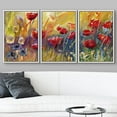 thumbnail image 3 of wall26 - 3 Piece Framed Canvas Wall Art - Poppies, Flowers, Modern Home Art Stretched and Framed Ready to Hang - 24"x36"x3 White, 3 of 5