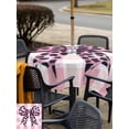 thumbnail image 6 of Square Outdoor Tablecloth with Umbrella Hole Checkered Bow Outside Table Cloth Waterproof Patio Table Cover Butterfly Tie Pink Black Leopard Print Zipper Tablecloths for Picnic Camping 54x54 Inch, 6 of 8