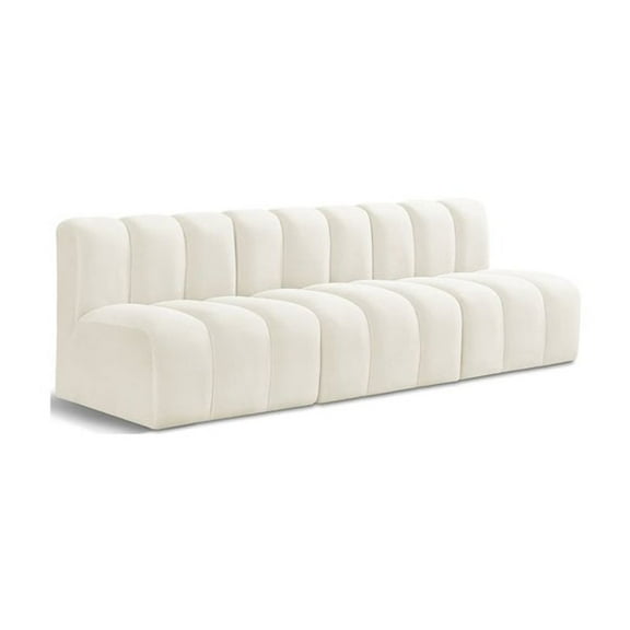 Meridian Furniture Arc Cream Velvet Modular Sectional