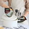 thumbnail image 6 of Non-Slip Mini Oven Mitts With Duck Beak Design Are Easy To Take Off And Wear And Easy To Hang For Oven Pot Tripod Barbecue Casserole Green And Brown Gold Marble 2pcs, 6 of 7