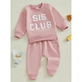 thumbnail image 4 of Toddler Baby Girls Fall Clothing Sets 0 6 12 18 24 Months 2T 3T Letter Embroidered Long Sleeve Round Neck Sweatshirt Pocket Long Pants Outfits, 4 of 9