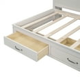 thumbnail image 5 of Wooden Daybed with 3 Storage Drawers and Shelves, Platform Bed Frame with Bookcase, Upper Soft Board and Sockets & USB Ports, for Bedroom Dorm Apartment, No Box Spring Needed, 5 of 8