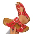 thumbnail image 4 of Wedge Sandals,Women's Sandals,Walking Sandals Women,Womens Dress Sandals,Women's Summer Wedge Sandals Open Toe Slip On Platform Hollow Out Breathable Casual Beach Shoes For Women,Red,7, 4 of 5